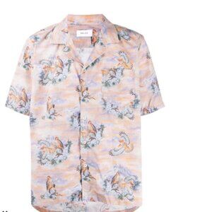 rhude  eagle button up in animal print,neutral,purple